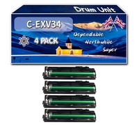 C-EXV34 Drum Unit Compatible for Canon iR ADVANCE C2020i C2020L C2025i C2030i C2030L C2220i C2220L Printers, High-Definition Printing Effect with Chip, 70000 Pages (4 Pack Black)