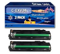 C-EXV34 Drum Unit Compatible for Canon iR ADVANCE C2020i C2020L C2025i C2030i C2030L C2220i C2220L Printers, High-Definition Printing Effect with Chip, 70000 Pages (2 Pack Black)