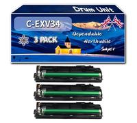 C-EXV34 Drum Unit Compatible for Canon iR ADVANCE C2020i C2020L C2025i C2030i C2030L C2220i C2220L Printers, High-Definition Printing Effect with Chip, 70000 Pages (3 Pack Black)