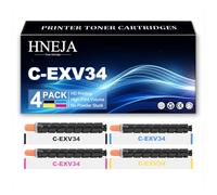 C-EXV34 Toner Cartridge, Compatible 3782B002AA 3783B002AA 3784B002AA 3785B002AA Toner Cartridges for Canon ImageRUNNER ADVANCE C2020 C2025 C2030 C2220 C2225 C2230 Printer,4 Colors-1 Pack