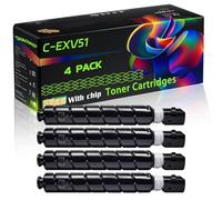 C-EXV51 Compatible for Canon Toner Cartridges with Chip imageRUNNER Advance C5500 C5535i C5550i C5535 C5540i Printers (4 Pack Black)