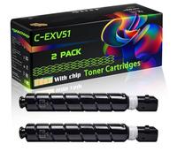 C-EXV51 Compatible for Canon Toner Cartridges with Chip imageRUNNER Advance C5500 C5535i C5550i C5535 C5540i Printers (2 Pack Black)