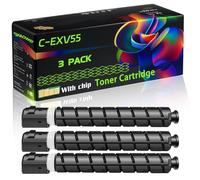 C-EXV55 Compatible for Canon Toner Cartridge with Chip imageRUNNER ADVANCE DXC257 DXC257i DXC357 DXC357 Printers (3 Pack Black)