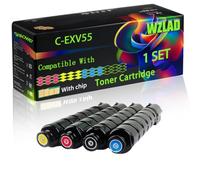 C-EXV55 Compatible for Canon Toner Cartridge with Chip imageRUNNER ADVANCE DXC257 DXC257i DXC357 DXC357 Printers (4-Pack BK/C/M/Y)