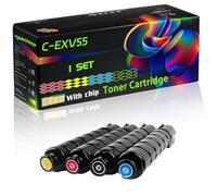 C-EXV55 Compatible for Canon Toner Cartridge with Chip imageRUNNER ADVANCE DXC257 DXC257i DXC357 DXC357 Printers (4-Pack BK/C/M/Y)
