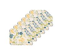 C&F Home Arya Reversible Scalloped Quilted Vintage Floral Flower Themed Dining Tabletop Placemats Set of 6 All Seasons Spring Summer Home Kitchen Dinner Table Décor Decoration S/6 Yellow & Blue