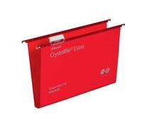 Rexel Crystalfile Extra Foolscap Suspension File 30mm Pack of 25, red