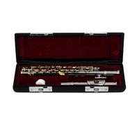 C Flute Student Flute Instrument Silver Plated Brass Open Hole Keys Flutes Instrument with Case Accessories for School Band Practice Performance