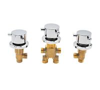 C/H Waterfall Bath Switches Mixer Faucet Cold and Hot Water Mixing Valve Split Brass for Massage Bathtub Faucet Tap 2 or 3 Way Control, Triple Handle, Ceramic Valve Core, Temperature Control