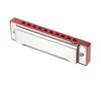 C Harmonica 10 Hole 20 Tone Diatonic Mouth Organ | Red Finish, Precision Tuning, Pocket-size Portability, Black Carrying Case, Practice and Blues Use