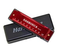 C Harmonica 10 Hole Diatonic Harmonica C With Case For Beginner(Red)