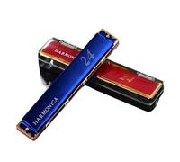 C Harmonica 24 Hole C Key Multi Color Version Polyphonic Tremolo Harmonica(Blue)