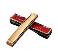 C Harmonica 24 Hole C Key Multi Color Version Polyphonic Tremolo Harmonica(Gold)