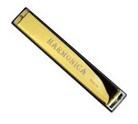 C Harmonica 24 Hole C Tune Professional Harmonica Instrument Metal Body(Gold)