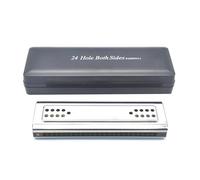 C Harmonica 24 Hole Double Side C And G Key Tremolo Harmonica Phosphor Bronze Reed Stainless Steel Silver