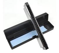 C Harmonica 24 Hole Polyphonic Harmonica In C Tone Multiple Timbres Beginner Professional Tremolo(Key of A)