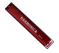 C Harmonica 24 Hole Professional Harmonica C Key Metal Body With Case Suitable For Beginners(Red)
