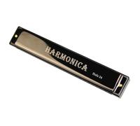 C Harmonica 24 Hole Professional Harmonica C Tune Metal Body Beautiful Appearance(Black)