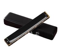 C Harmonica 28 Holes Chromatic Harmonica C Key Slive Professional Portable Tremolo(Black)
