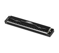 C Harmonica Beginners Adults 24 Hole C Key Polyphonic Diatonic Harmonica(R3 Black)