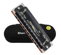 C Harmonica Diatonic Harmonica 10 Holes 20 Tone Blues With Black Cover And Canvas Bag(Key of C)
