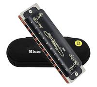 C Harmonica Diatonic Harmonica 10 Holes 20 Tone Blues With Black Cover And Canvas Bag(Key of D)