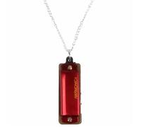 C Harmonica Harmonica 4 Holes 8 Notes Metal Chain Necklace Style(Red)