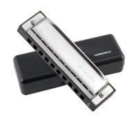 C Harmonica Harmonica Key Of C 10 Hole Polyphony Diatonic Harp With Case For Blues(Silver)