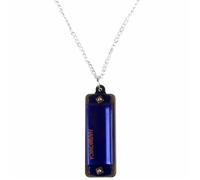 C Harmonica Mini Harmonica 4 Holes 8 Notes Metal Chain Necklace Style(Blue)