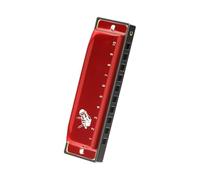 C Harmonica Professional Diatonic Blues Harmonica Key Of C 10 Holes Standard H(Red)