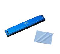 C Harmonica Tremolo Harmonica C Key 24 Hole Phosphor Bronze Reed Metal Cover(Blue)