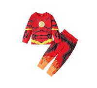 (C, Height 90-100cm) Super Boy Toddler Pajama Shirt Pants Birthday Party Outfit Superhero Kids Halloween Costume