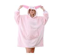 C hello cloud Oversized Hoodie Blanket, Wearable Blanket sweatshirt, Ultra Soft Sherpa Fleece Comfy Snuggle Hoodie, Comfy Snuggle Pullover for Women Men, Pink Rabbit