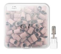 C & I Nail Sanding Bands 100 PCS Plus Upgrade Mandrel 1 PC, Nail Drill Bits for Acrylic Gel Nails Remove, Natural Nails Buffer for Nail Prep and Nail Shiner (Pink, #180 Fine)