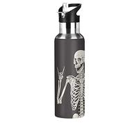 C.IOPMNU Funny Skull Water Bottle with Straw Lid, Funny Skeleton 20 Oz Stainless Steel Insulated Keeps Hot and Cold Bottle, Leakproof Sports Gym Cycling Outdoor Water Flask Thermos Bottle