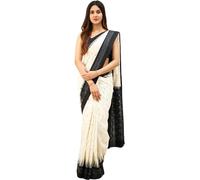 C J Enterprise Women’s Pure Soft Linen Cotton Saree With Blouse Piece For Wedding (VamikaLilen), OffWhite, One Size