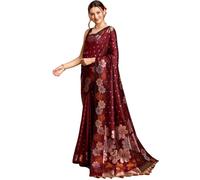 C J Enterprise Women's Pure Kanjivaram Silk Saree Soft Banarasi With Blouse Piece Saree for Wedding (Champa), Maroon, One size, Maroon, One Size