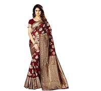 C J Enterprise Women's Pure Soft Kanjivaram Silk Saree for Wedding With Blouse Piece (Pari20 paithani), Maroon, One size, Maroon, One Size