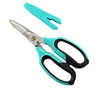 C.JET TOOL 8" Sharp Stainless Kitchen Scissors Meat Vegetables Herbs Food Cutting Shear Heavy Duty Cooking Scissors with Soft Grip Utility Multi-Purpose Carton Opening Tip Blade (Turquoise)