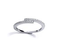 (C) Jewelco London Girls Sterling Silver Cubic Zirconia Off Set Crossover Eternity Ring - GVR15K