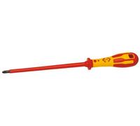 C.K Dextro VDE Pozidriv Screwdriver PZ2 x 200mm, Long Reach Thin Insulated Screwdrivers for Electricians, 10,000v Tested, Gripping Precision Tip, Pozi Screw Driver, Electrician Tools, T49143-2203