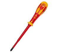 C.K Dextro VDE Slim Phillips Screwdriver PH2 x 125mm Thin, Electricians Insulated Philips Screwdrivers, Recessed Screws, 10,000v Test, Electrical Terminal Screw Driver, Heavy Duty Hand Tools T49242-2