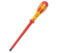 C.K Dextro VDE Slotted Screwdriver 10mm x 200mm, Electricians Insulated Flat Head Screwdrivers, 10,000v Test, Gripping Precision Tip, Electrical Terminal Flathead Screw Driver, Hand Tools T49144-100
