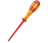 C.K Dextro VDE Slotted Screwdriver 5.5mm x 100mm, Electricians Insulated Flat Head Screwdrivers, 10,000v Test, Gripping Precision Tip, Electrical Terminal Flathead Screw Driver, Hand Tools T49144-055