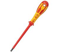 C.K Dextro VDE Slotted Screwdriver 8mm x 175mm, Electricians Insulated Flat Head Screwdrivers, 10,000v Test, Gripping Precision Tip, Electrical Terminal Flathead Screw Driver, Hand Tools T49144-080