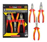 C.K Redline 2025 Edition VDE 3pc Set Pliers & Cable Cutters Kit, German Electrical Insulated Combination Plier, Snipe Nose & Combi Wire Cutter, Electrician Croppers, Electricians Snips CK Tools T3805A