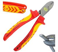 C.K Redline 2025 Edition VDE Cable Cutter & Stripper 160mm, German Made Electrical Insulated Wire Side Cutters, Lanyard Ready Heavy Duty Electrician Croppers, Electricians Snips, CK Tools T39073A 160