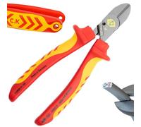 C.K RedLine 2025 Edition VDE CombiCutter 1, 160mm German Electrical Wire Cable Side Cutter with Screw Shear, Lanyard Ready Heavy Duty Croppers for Electrician, Electricians Snips, CK Tools T39081A 160