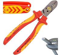 C.K RedLine 2025 Edition VDE CombiCutter 3 MAX, 180 mm German Electrical Wire Cable Side Cutter, Stripper, Bender, Screw Shear, Heavy Duty Electrician Croppers, Electricians Snips CK Tools T39083A 180