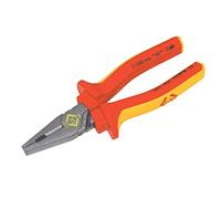 C.K Redline VDE Combination Plier & Cutter 165mm, 1000v Insulated Electrical Flat Nose Pliers and Wire Cutters, Electricians Engineer Tools, Croppers Snips Electrician, CK Tools 431001